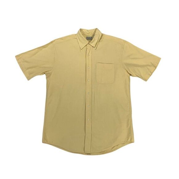 L.L. Bean Men's Yellow Short Sleeve Button Down Shirt - Picture 1 of 10